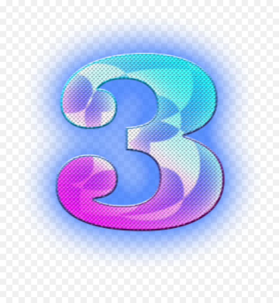 Ftestickers Typography Numbers 3 Sticker By Pennyann - Neon Number 3 Png Emoji,Number 3 Emoji