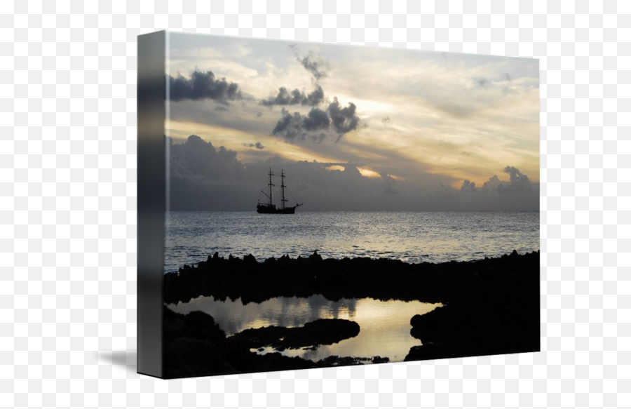 Pirate Ship Sunset Cayman Islands Calm Ocean By Monte Lee Thornton - Picture Frame Emoji,Ocean Emotions