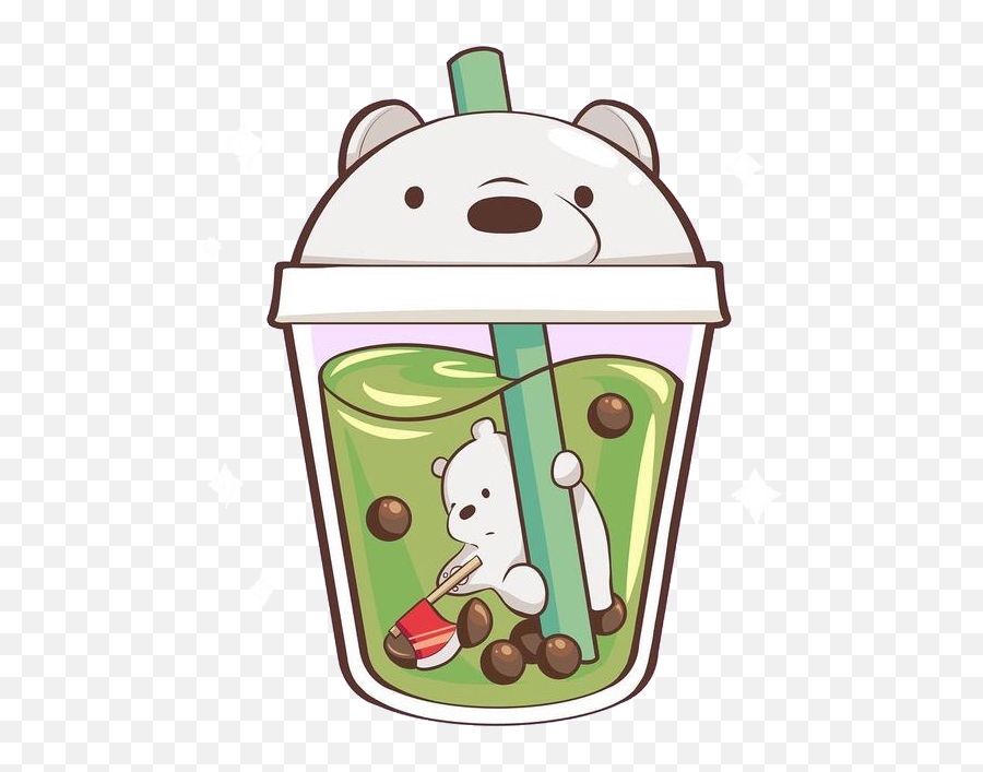 Cute Kawaii Bear Polarbear Tea Sticker - Cute Boba Emoji,Kawaii Tea Set Emoji