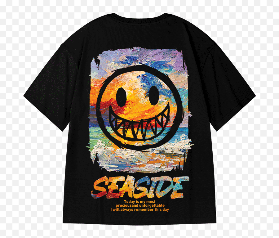 Tokyo Japanese Crazy Smile Oversized T - Shirt For Men Seaside Happy Face Shirtr Emoji,Facebook Anime Emoticons Codes