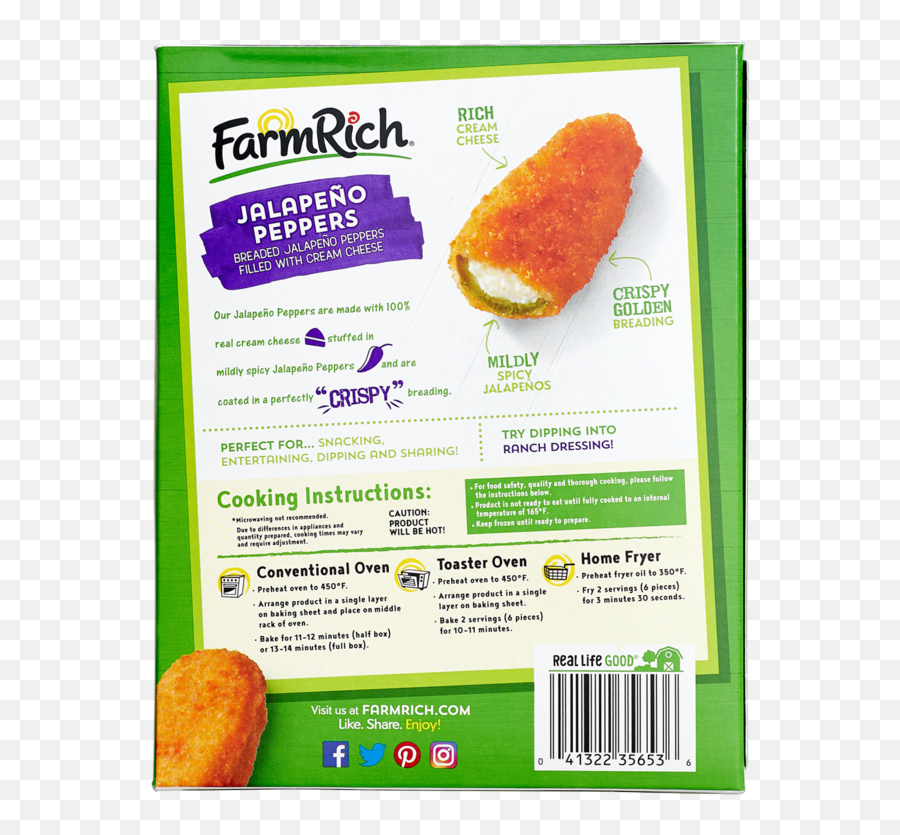 Farm Rich Frozen Stuffed Jalapeno Peppers 18oz Snacks - Farm Rich Emoji,Facebook Emoticons Jalapeno
