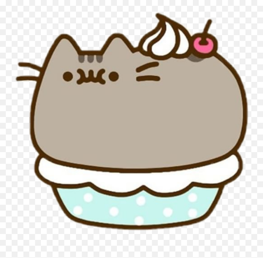 Cute Sticker - Pusheen Food Clipart Full Size Clipart Kawaii Fat Cat Emoji,Meat Popsicle Emoji