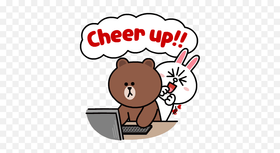 Brown U0026 Cony Sweet Love - Line Friends By Line Friends Sticker Line Brown And Cony Emoji,Cheer Up Emoji