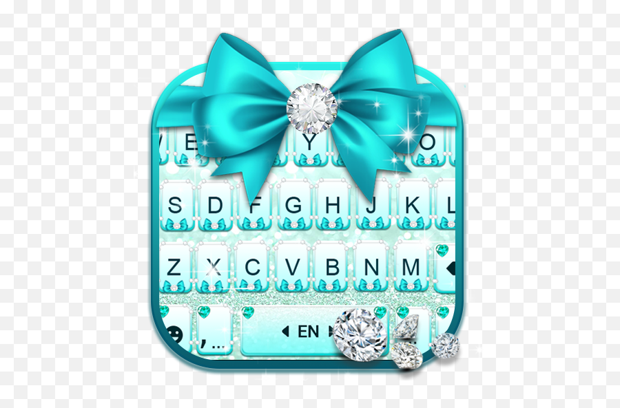 Download Cyan Diamond Bowknot Keyboard Theme Free For Emoji,Blackpink Heart Copy And Paste Emoji