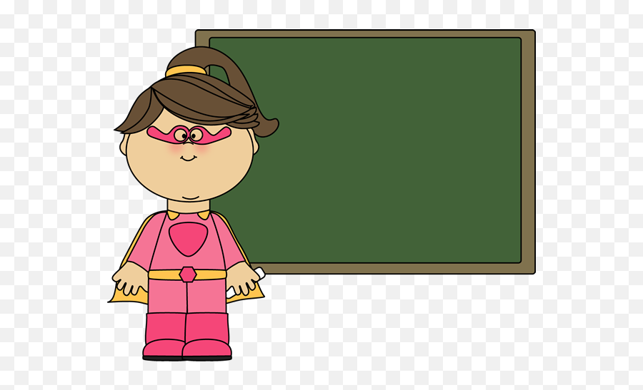 Superhero Girl At Chalkboard Clip Art - Superhero Boy Flying Transparent Background Teacher Teaching Clipart Emoji,Emotions Clipart For Teachers