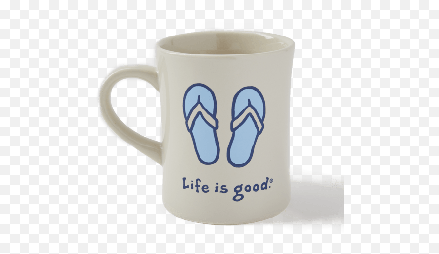 Accessories Flip Flops Vintage Diner Mug Life Is Good - Life Is Good Emoji,Flipping A Bird Emoji