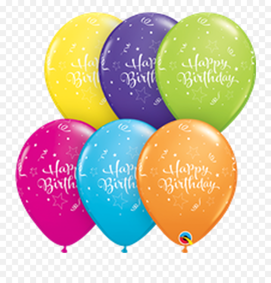 11q Assorted Happy Birthday Shine Star Tropical Print 50 - Qualatex Balloons Brite Rainbow Emoji,Shining Star Emoji