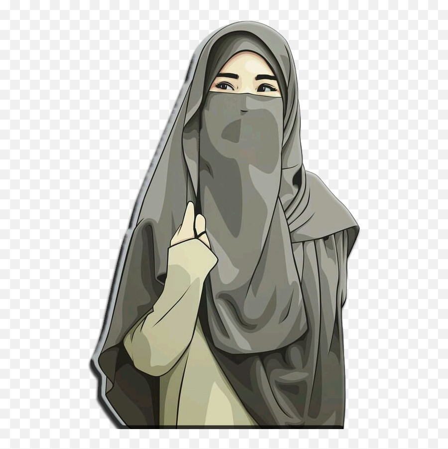 Hijab Drawing Islamic Cartoon - Women In Niqab Cartoon Emoji,Headscarf Emoji
