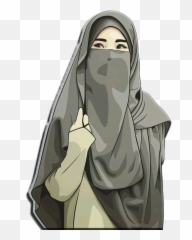 Hijab Drawing Islamic Cartoon - Women In Niqab Cartoon Emoji,Headscarf Emoji