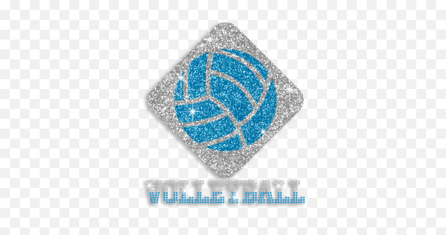 Custom Teal Volleyball In Rhombus Iron On Glitter Rhinestone - For Volleyball Emoji,Teal Color Emotion