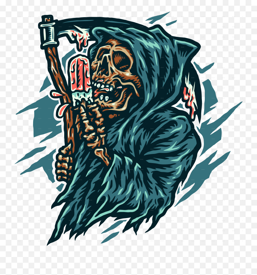 Grim Reaper Eating Ice Cream - Scary Emoji,Grim Reaper Emoticon Facebook
