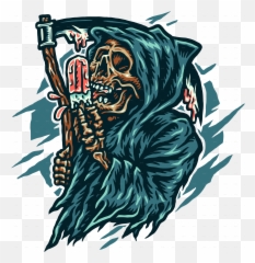 Grim Reaper Eating Ice Cream - Scary Emoji,Grim Reaper Emoticon Facebook