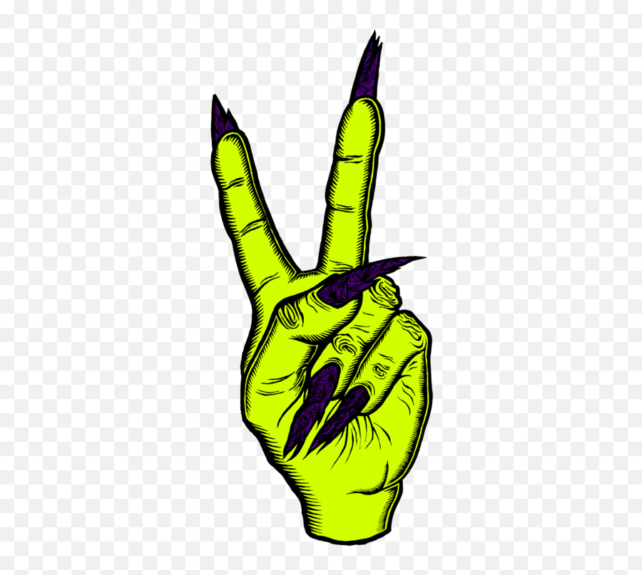 Witch Peace Peacesign Hand Sticker By Kelsey Smith - Trippy Halloween Drawing Emoji,Peace Sign Hand Emoji