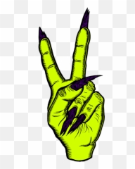 Witch Peace Peacesign Hand Sticker By Kelsey Smith - Trippy Halloween Drawing Emoji,Peace Sign Hand Emoji