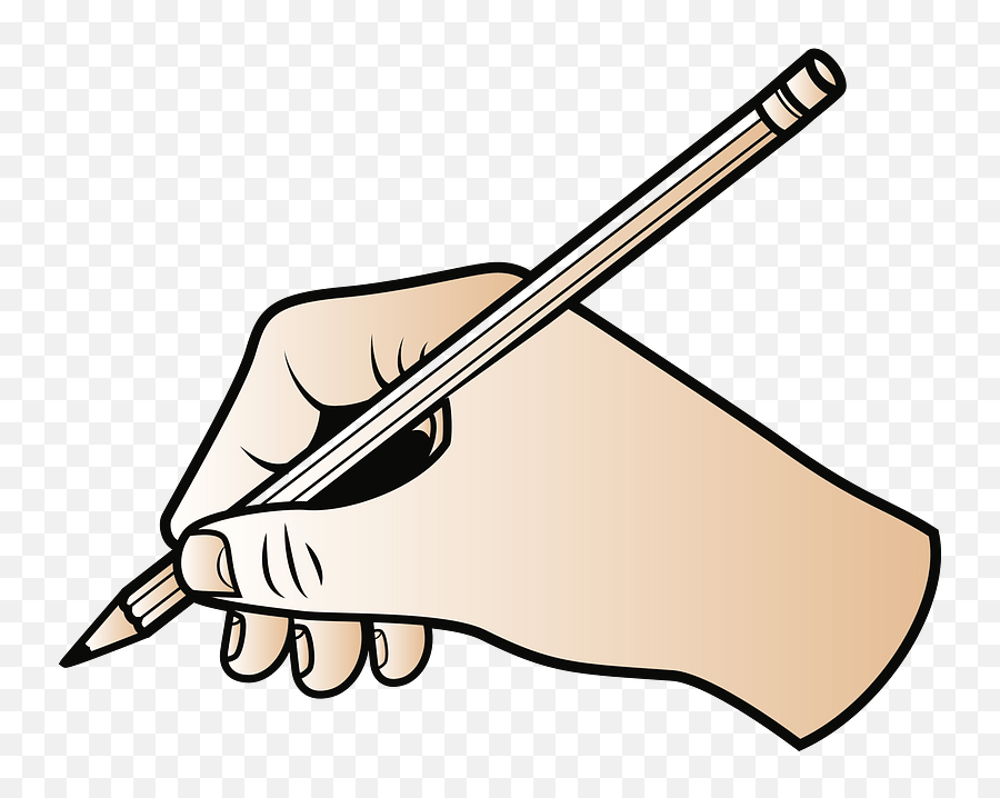 Pencil In Writing Position Clipart - Hand Writing Clipart Emoji,Quill Pen Emoji