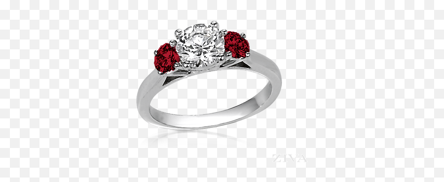 Three - 3 Stone Engagement Ring With Ruby Emoji,Emotions Diamonds Idd