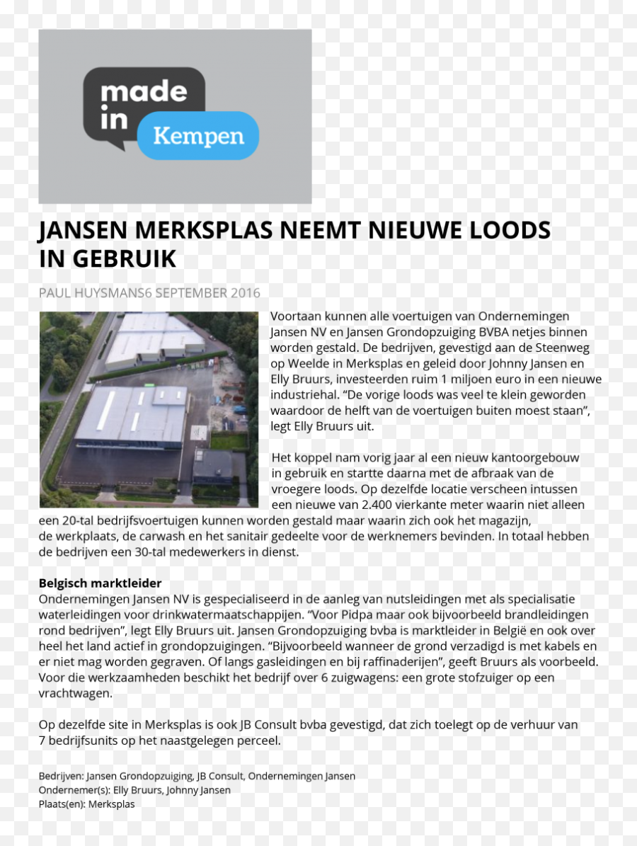Made In Kempen Nieuwe Loods In Gebruik Jansen Ondernemingen - Document Emoji,Loods & Skin On Skin Wasted (emotion Mix)