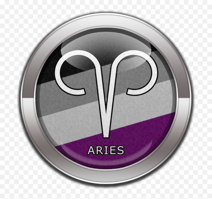 Aries Horoscope Symbol On Round Asexual Pride Flag - Aries Emoji,Bi Flag Emoji