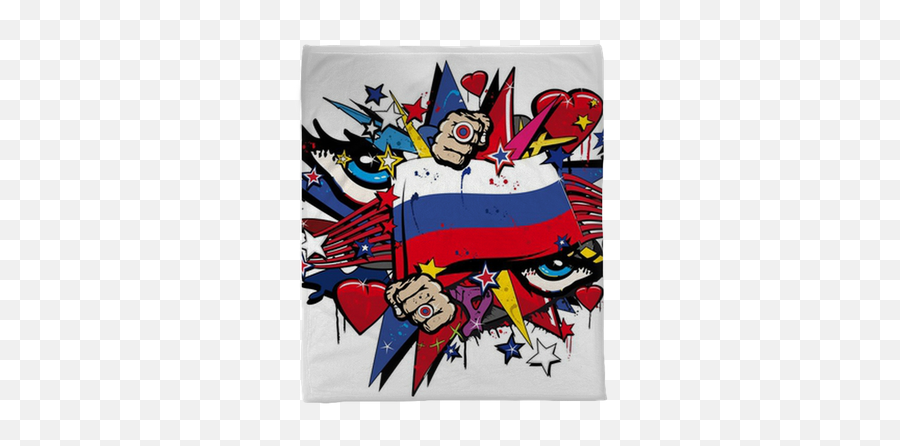 Plush Blanket Russian Revolution Graffiti Tag Flag Russia Illustration Pop Art - Pixersus Emoji,Russia Flag Emoji Soviet