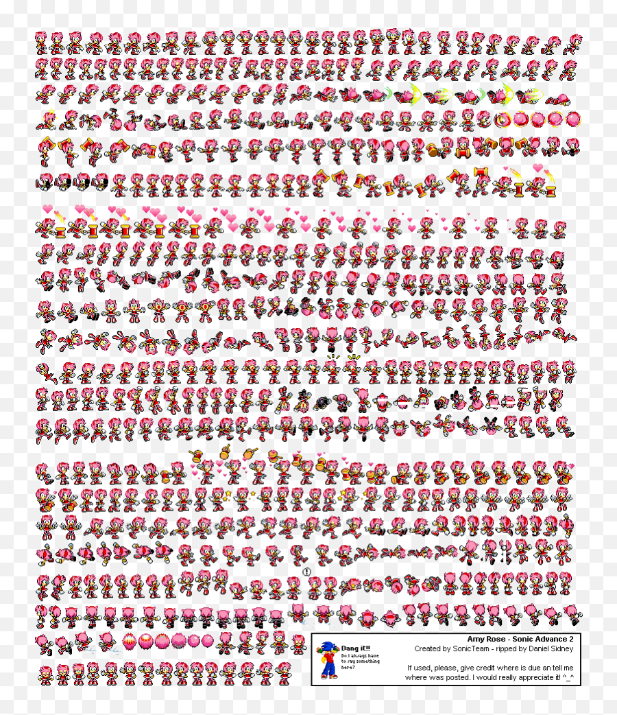 Sonic Advance 2 Sprite Sheets - Game Boy Advance Sonic Metal Amy Sprite Sheet Emoji,Gaiaonline Cat Emoticons