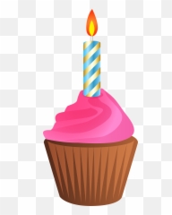 Muffin Birthday Cake Cupcake Clip Art - Transparent Birthday Cupcake Clipart Png Emoji,Emoji With Mustache Birthday Cake