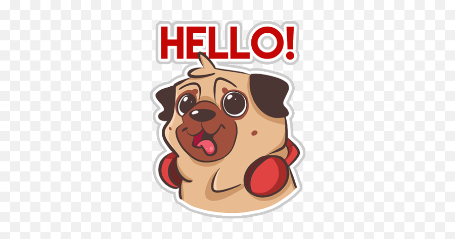 Dog Pug - Emoji Stickers By Christian Umberto Bilato Just Came To Say Hello,Tobdog Emoticon