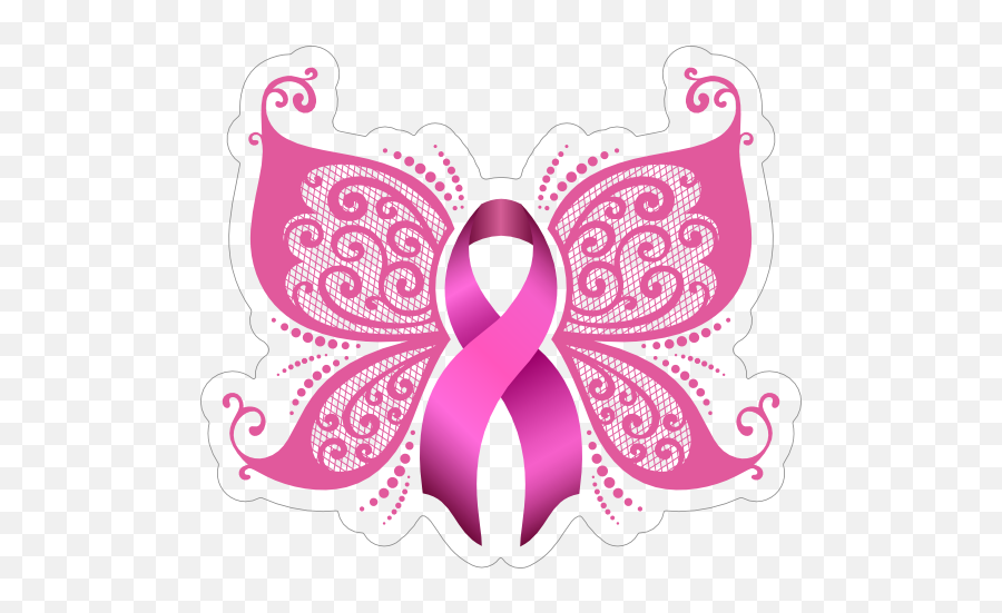 Breast Cancer Ribbon Butterfly Sticker - Breast Cancer Ribbon Emoji,Cancer Ribbon Emoji Facebook