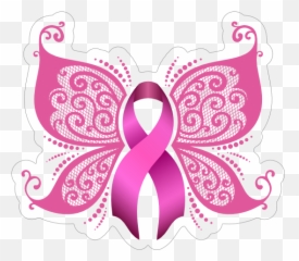 Breast Cancer Ribbon Butterfly Sticker - Breast Cancer Ribbon Emoji,Cancer Ribbon Emoji Facebook