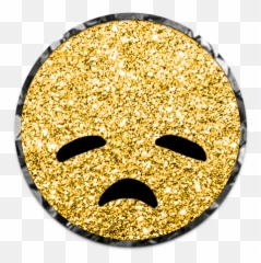Downemoji Sademoji Depressed Sticker - Gold Emoticon Transparent,Gold Glitter Emoji Face