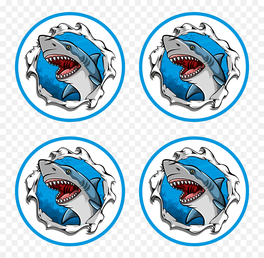 An Awesome Shark 3d Coaster - Tenstickers Emoji,Black And White Angry Emoji Faces Clipart For Vinyl