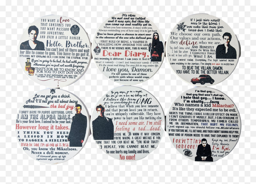Vampire Diaries Gift Tvd Gift Ceramic Coaster Set Damon Emoji,I Love You Hand Sign Emoticon