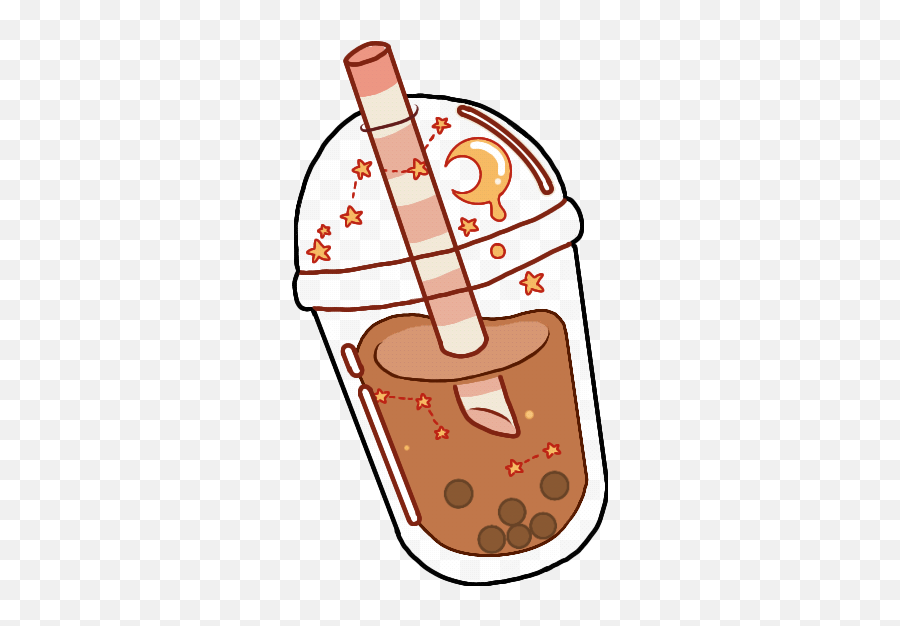 Boba Tea Kawaii Cute Sticker - Orange Boba Tea Kawaii Emoji,Kawaii Tea Set Emoji