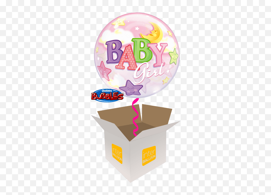 Stockton - Ontees Helium Balloon Delivery In A Box Send Baby Girl Bubbles Qualatex Emoji,Heart Yees Emoji