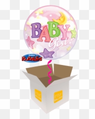 Stockton - Ontees Helium Balloon Delivery In A Box Send Baby Girl Bubbles Qualatex Emoji,Heart Yees Emoji