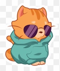 Cool Cat In Hoodie Sticker - Sticker Mania Happy Emoji,Cute Cat Emoji Stickers