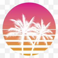 T - Shirt Sunset And Palm Trees Vintage Emoji,Palm Tree Youtube Emoji