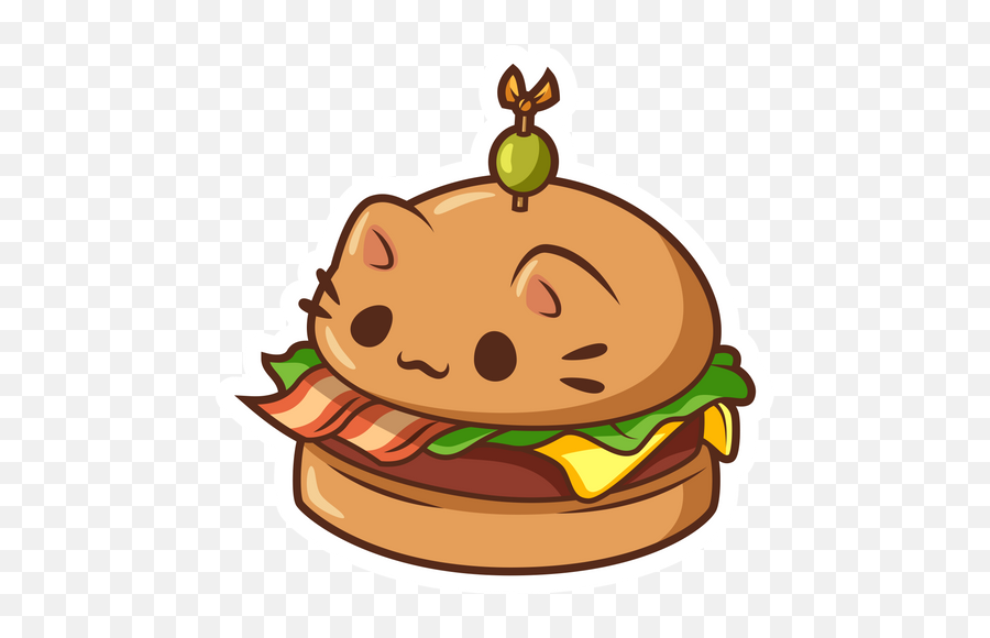 Cute Cats - Sticker Mania Emoji,Cat Emoji With A Burger And French Fries Coloring Page