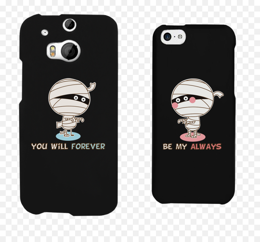 Forever Always Mummies Black Matching Couple Phone Cases Halloween Gifts - Matching Couple Phone Covers Emoji,Emoji Iphone Cases