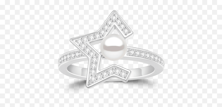 Swarovski Pearl Romantic Star Ring Platinum Plated - Vorontsov Palace Emoji,Sparkle Emoji Pillow