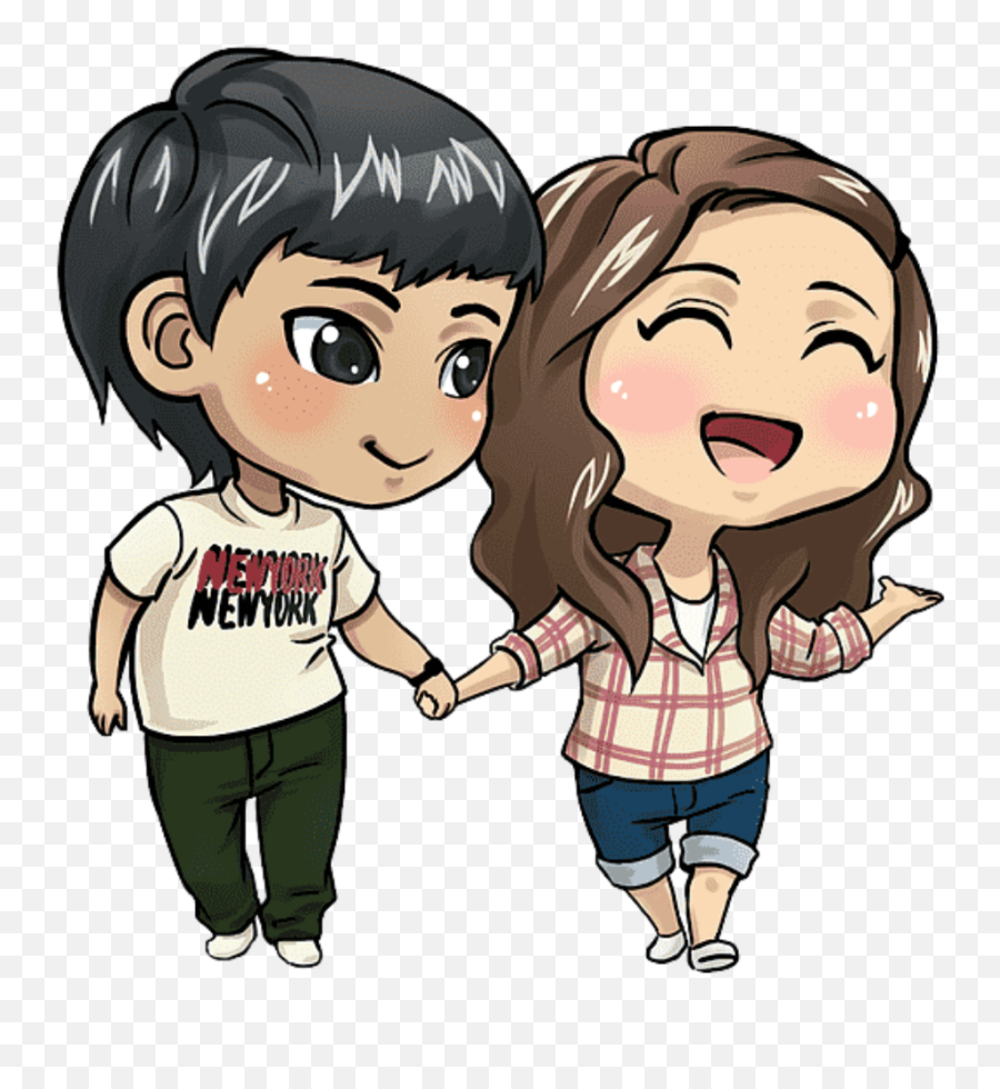 Girl Boy Holding Hands Walking Sticker - Status Stickers For Whatsapp Emoji,Girls Holding Hands Emoji