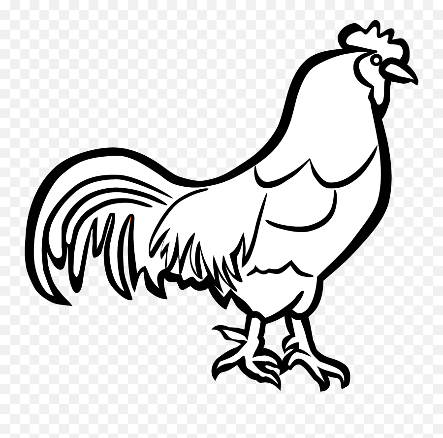 Black And White Line Art Clipart - Clip Art Rooster Black And White Emoji,Singing Emojis In Black And White