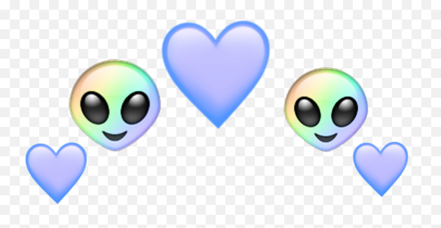 Alien Heart Emoji Rainbow Blue Aesthetic Pastelcolors - Girly,Rainbow Emoji