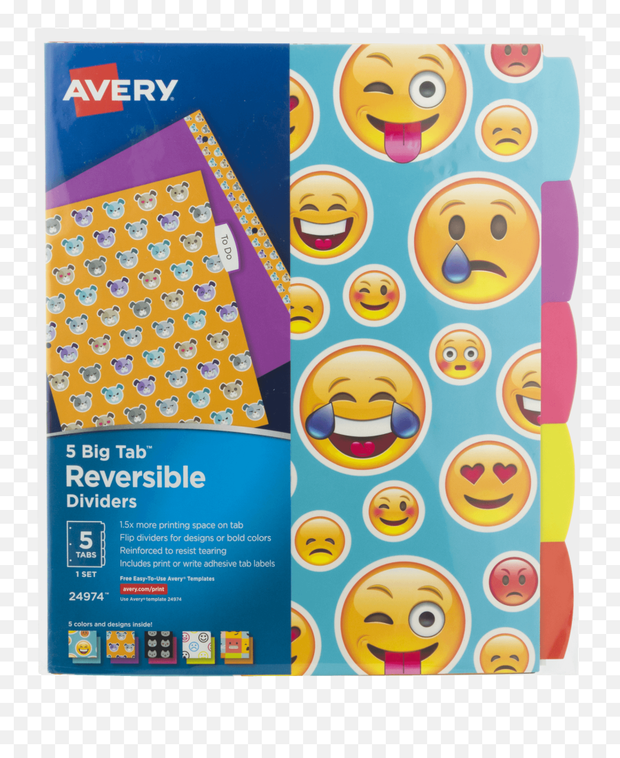 Avery Big Tab Reversible Fashion - Happy Emoji,Emoji Pajamas Walmart