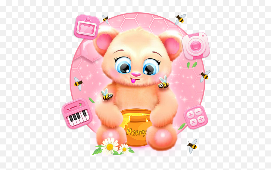 Honey Bear Themes Live Wallpapers For Android - Download Pink Cartoon Teddy Bear Emoji,Emoji Wallpapers