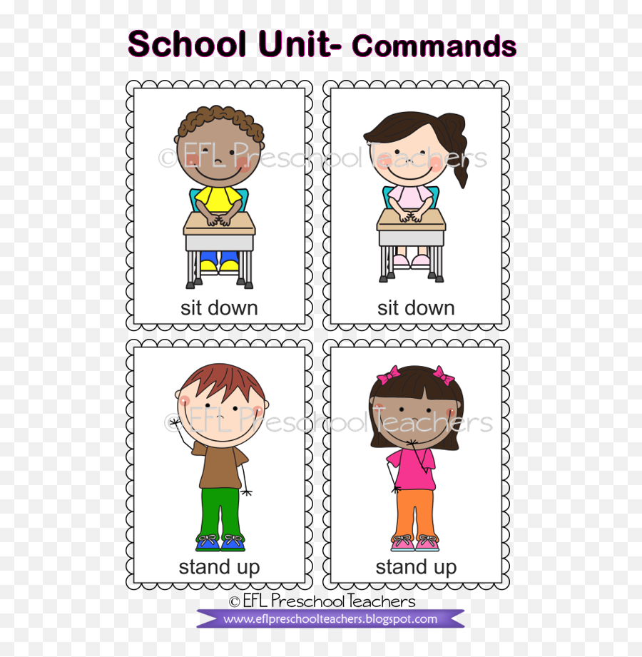 School Theme Commands Flashcards - Atividades Sobre Os Commands Emoji,Language Builder Picture Cards Emotions