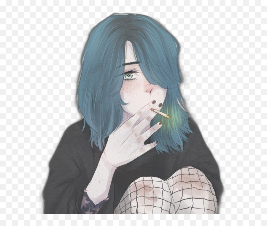 Face Tumblr Aesthetic Pictures Girl - Transparent Anime Girl Smoking Emoji,Tumblr Emoji Wallpaper Faces