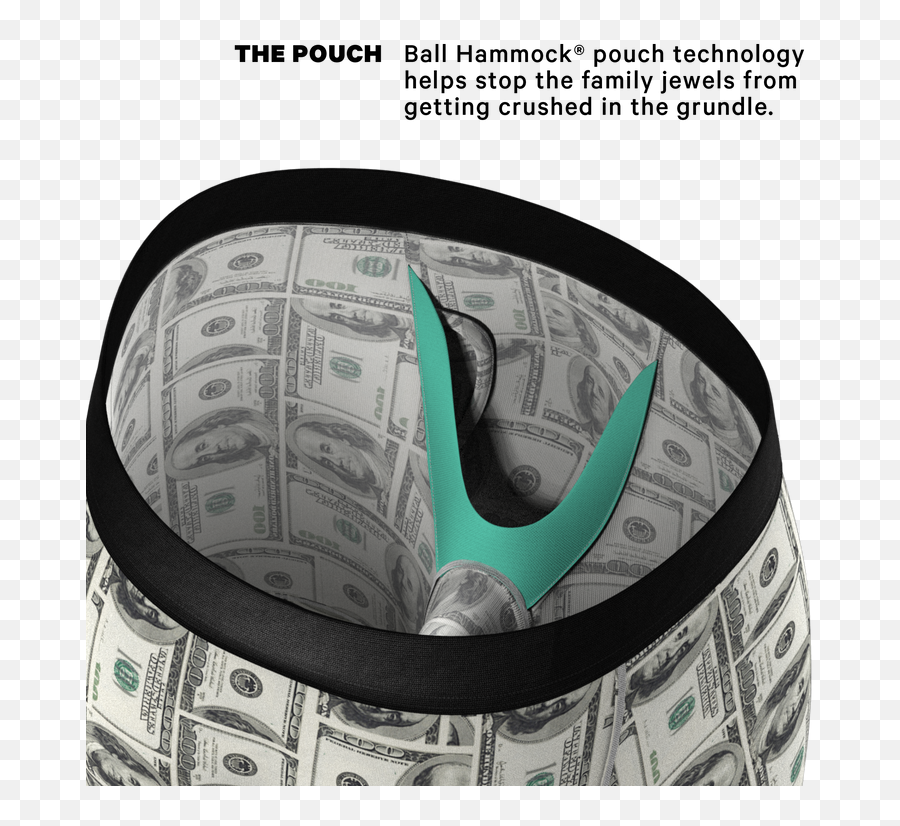 The High Roller Money Long Leg Ball Hammock Pouch Underwear With Fly Emoji,Cash Sack Emoji