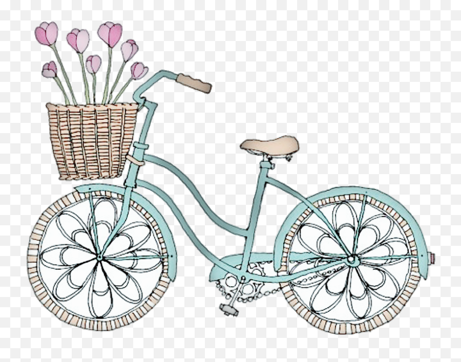 Bicycle Bike Cute Kawaii Pastel Sticker By Banyamu - Cute Bicycle With Basket Drawing Emoji,Bicycle Emoji