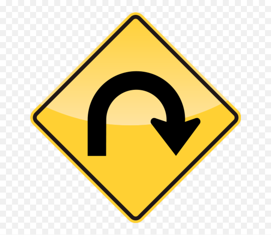 Hairpin Curve - U Turn Road Sign Clipart Full Size Clipart Hairpin Curve Sign Emoji,Emojis That Look Like Roads
