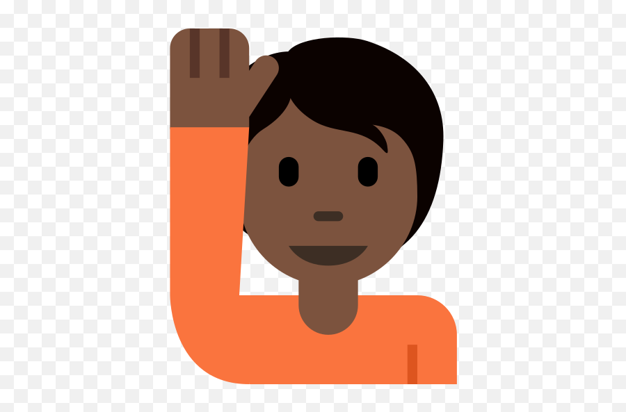 Dark Skin Tone Emoji - Happy,Person Raising Hand Emoji